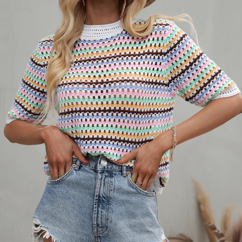 Vivida Stripes Crotchet Sweater